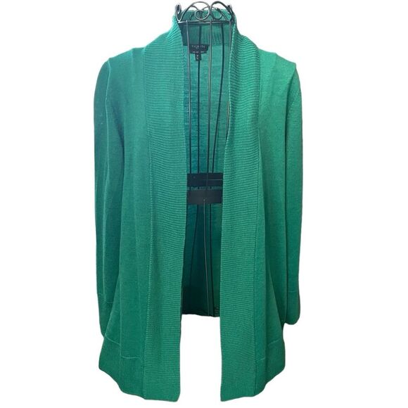 Talbots Green Open Front Shawl Collar Merino Wool Cardigan Women Size Medium P - Picture 1 of 6